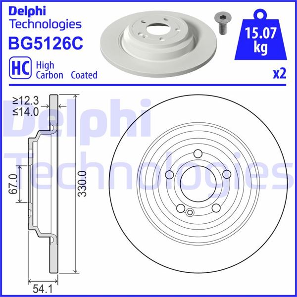 DELPHI BG5126C Fren Diski Arka Mercedes Gle-Class V167 18>21