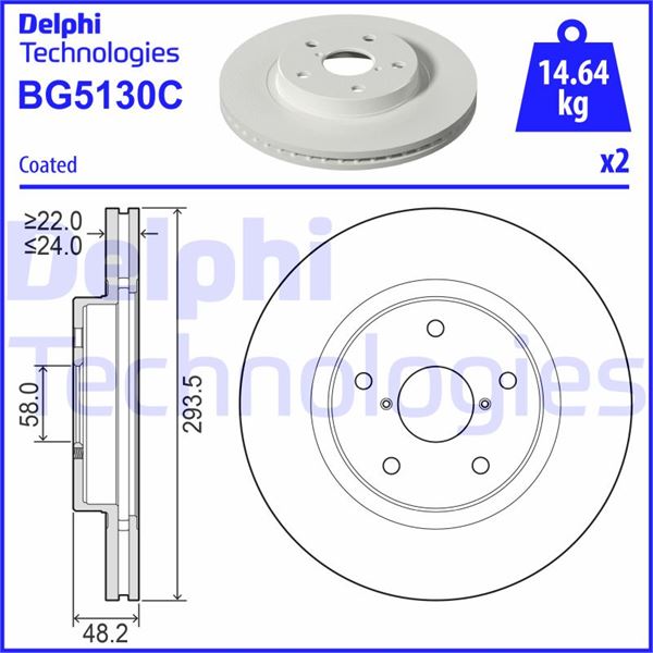 DELPHI BG5130C Fren Diski Çiftli Paket - Boyali. Deliksiz Ön Subaru Forester 04/2018>