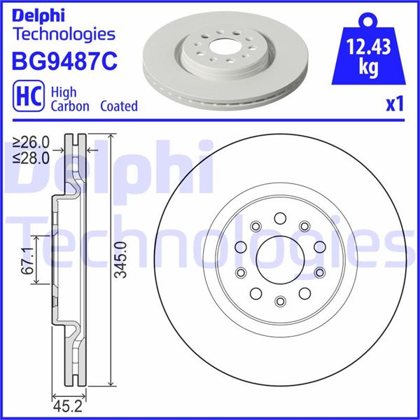 DEL-BG9487C Fren Diski Maserati Ghibli 3.0 13-