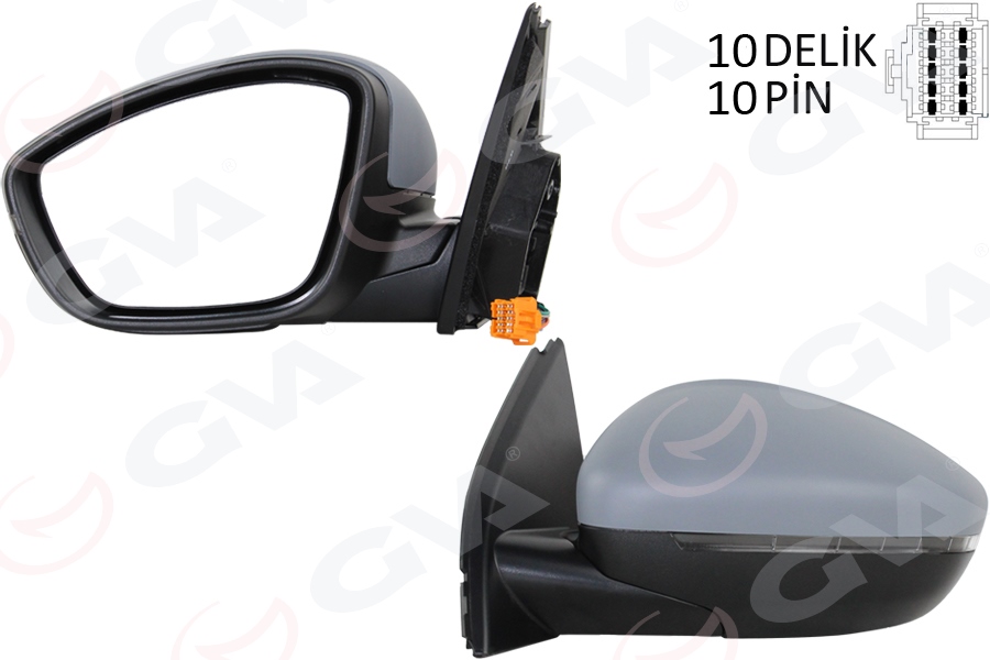 GVA 1043353 Diş Dikiz Ayna Sol Elektrikli Isitmali Astarli Konveks 10 Pin Alt Aydinlatmali Psa 308 13-17 10h10p Vm-6209nebpl