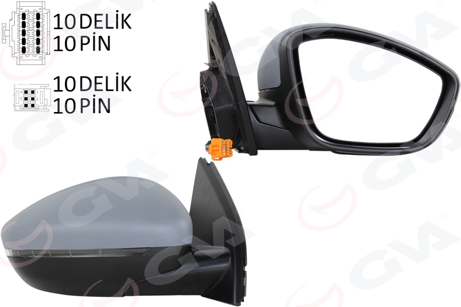 GVA 1043352 Diş Dikiz Ayna Sağ Elektrikli Isitmali Astarli Konveks Sensorlu 10pin Alt Aydinlatmali Psa308 13-17 10h10p 6h2p Vm-6209nebpsr