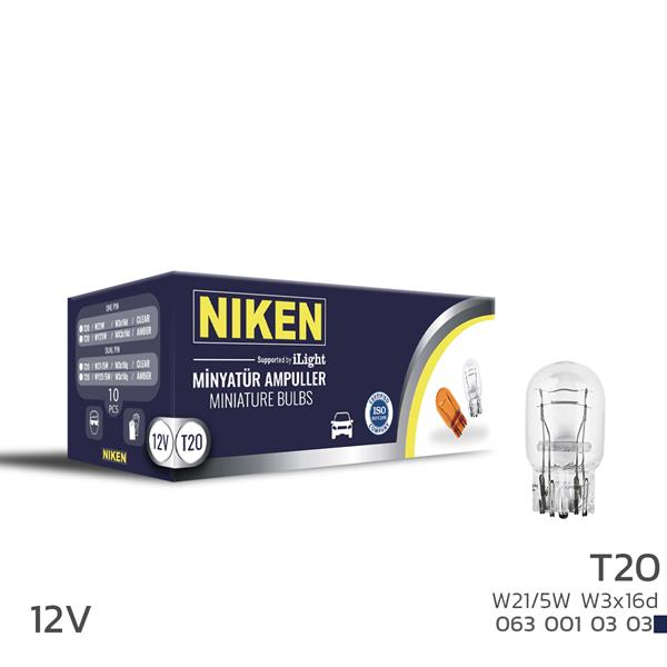 NIKEN 0630010303 Niken T20 Dipsiz Ampul 1016 W21/5w W3x16d 10lu