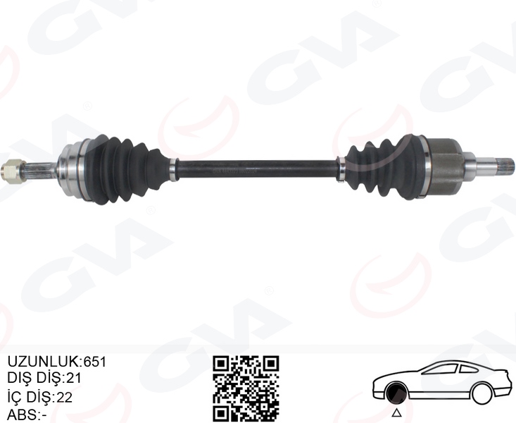GVA 4443323 Komple Aks Sol Peugeot P208 12>19 Citroen C3 16> 1.0-1.2-1.4-1.6 Vti 1.4 Hdi-1.6 Bluehdi 21x22x665