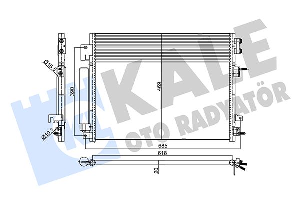 KALE 357985 Kondenser Chrysler 300c 3.6-Dodge Charger 3.6 5.7 6.4-Lancia Thema Xl 3.6 3.6 4wd 11> Kurutucu İle Brazing Al-Al 593x469x20 Klima Radyatörü
