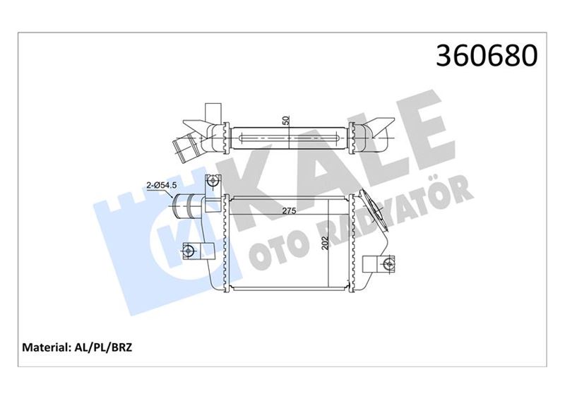 BSG 62-535-001 Turbo Radyatörü Intercooler : 275x204x50 L200 (Ka, Kb)