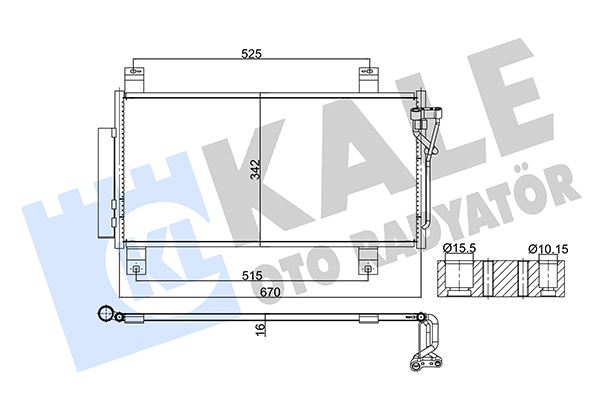 KALE 382510 Klima Radyatörü Kondenser Mazda 6 2.0l Lf Gh Kasa 08-12 670 X 342 X 16 İma Radyatörü