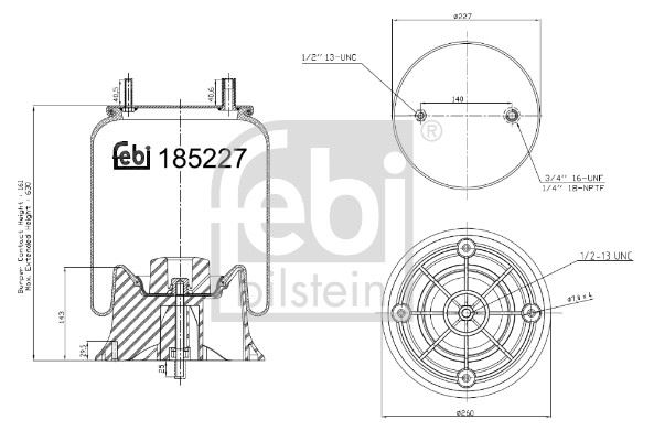 FEBI 185227 Havali Süspansiyon Körüğü Plastik Piston Ve Piston Kolu İle Saf