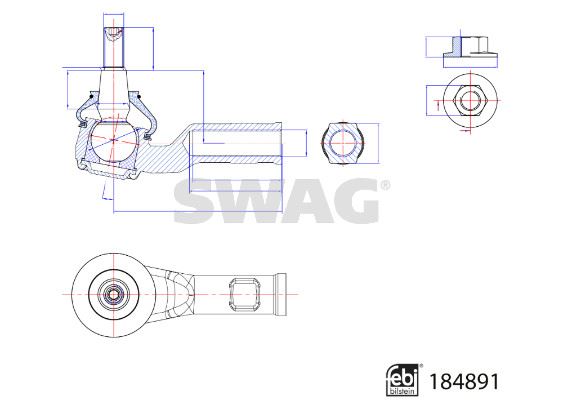 SWAG 33109632 Rot Başi Emniyet Somunlu Audi Febi 184891