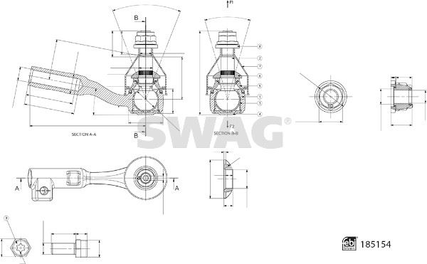 SWAG 33109777 Rot Başi Emniyet Somunu Ve Vida İle Bmw Febi 185154