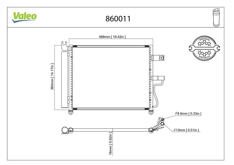 KLR-379100 Klima Radyator-(Hyundai  Accent 00/06  Benzinli ) 424×364x17