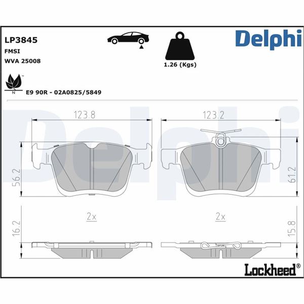 DELPHI LP3845 Fren Balatasi Audi Q2-Seat Ateca-Vw Taos 07/2018>
