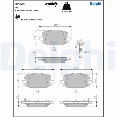 DELPHI LP3863 Fren Balatasi Arka Qashqai - X-Trail - Kangoo - Megane E-Tech 21>