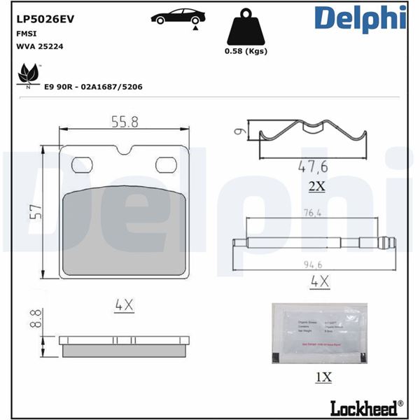 DEL-LP5026EV Fren Balatasi (Elektrikli)