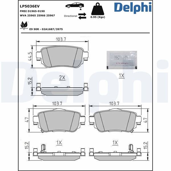 DEL-LP5036EV Fren Balatasi (Elektrikli)