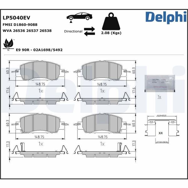 DEL-LP5040EV Fren Balatasi (Elektrikli)