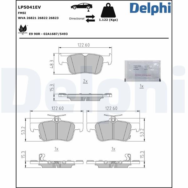 DEL-LP4016 Fren Balata Honda Civic X 17-22