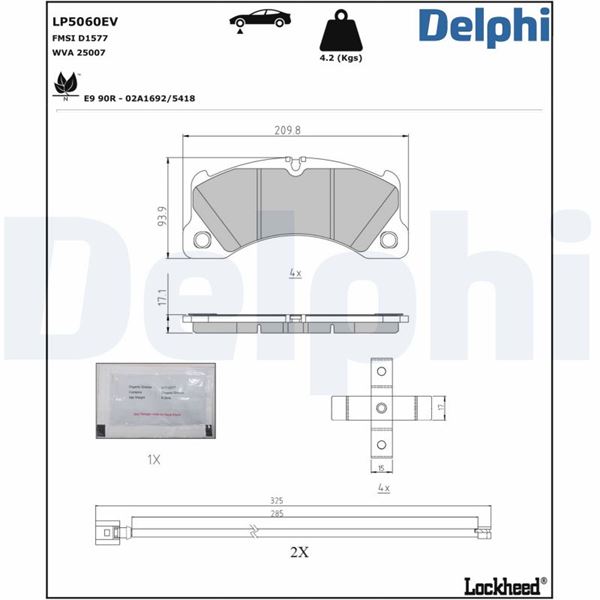 DELPHI LP5060EV Fren Balatasi Elektrikli Audi E-Tron-Porsche Taycan 05/2019>