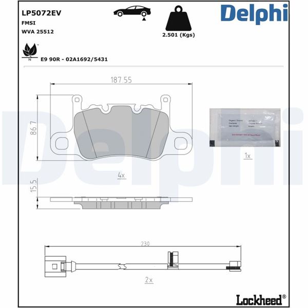 DELPHI LP5072EV Fren Balatasi Elektrikli Audi E-Tron-Porsche Taycan 05/2019>