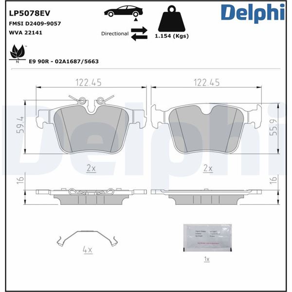DELPHI LP5078EV Fren Balatasi Elektrikli Polestar Polestar 2 04/2019>