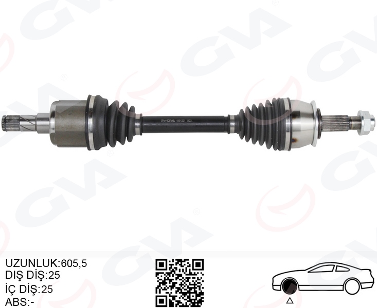 OP-8044 Komple Aks Sol On Uzunluk 603mm Opel Mokka 1.4 M-T - 1.6 Cdti M-T 2012- / Chevrolet Trax 1.4 M-T 2012-2014