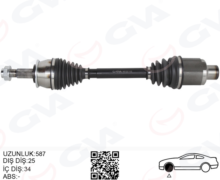 OP-8045 Komple Aks Sag On Uzunluk 587mm Opel Mokka 1.4 A-T - 1.6 Cdti A-T/M-T 2012- / Chevrolet Trax 1.4 A-T 2012-2014