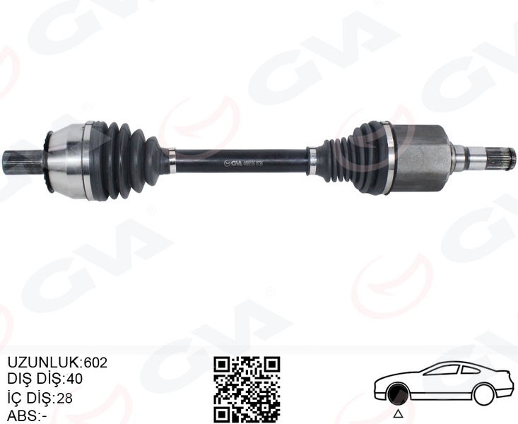 GVA 4499165 Ön Aks Komple Sol Volvo S60 Ii 1.6 D2 10>15 S80 Ii 1.6d 10> V60 Volvo 1.6 D 10>15 Otomatik Şanziman