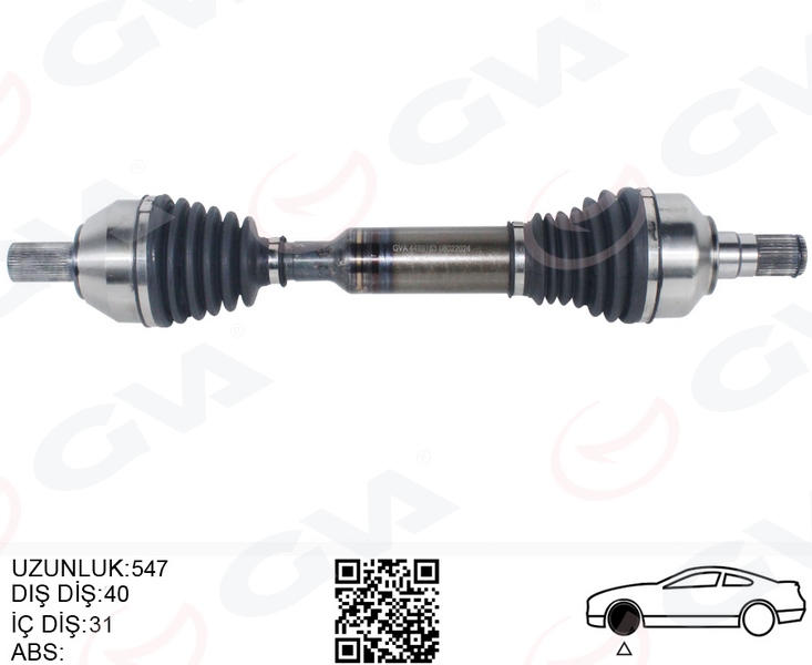 GVA 4499163 Ön Aks Komple Sol Volvo Xc60 2.4 D 08 >16 Xc60 I 2.0 T Otom 09>12 Xc60 I 3.2 Awd 10>15 Xc60 I D3 D4 10>14 Xc60 I T6 Awd 10>17 4 4
