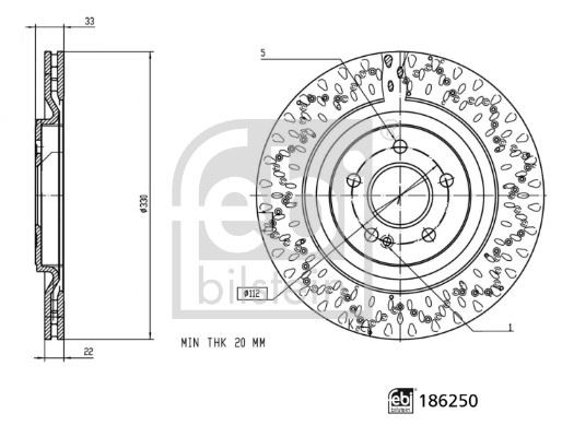 FEBI 186250 Fren Diski Arka 4-Matic Mercedes W177 V177 C118 H247