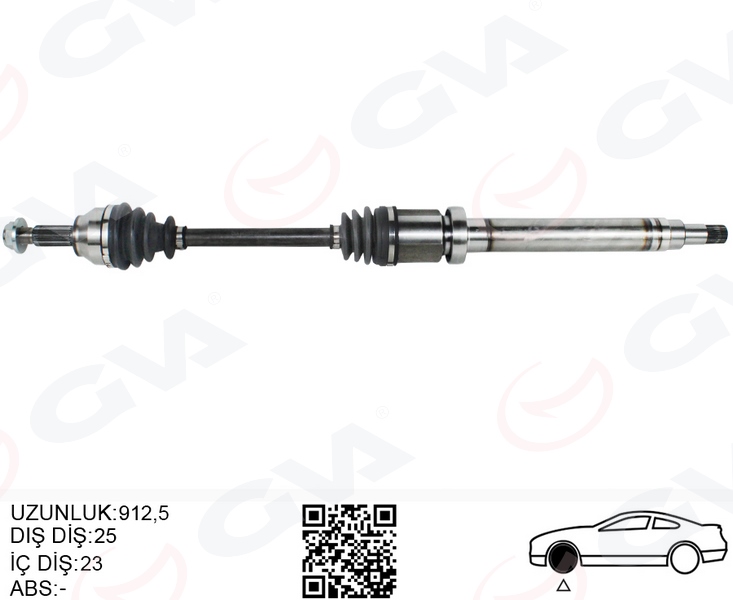 GVA 4433100 Ön Aks Komple Sağ Ford Courier 1.5 1.6 Tcdi 14> 17