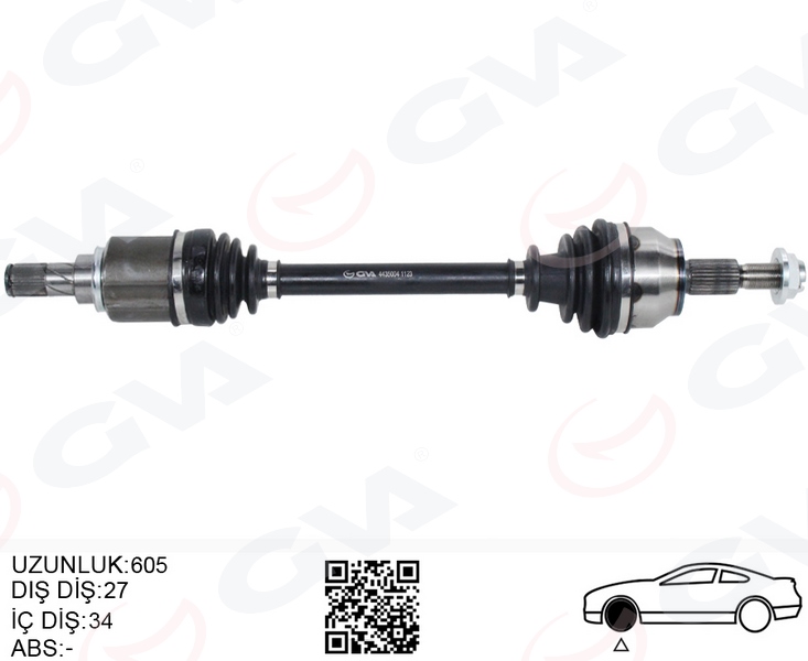 GVA 4435004 Ön Aks Komple Sol Ford Focus Iii 1.6 Ti 11> 17 Benzinli