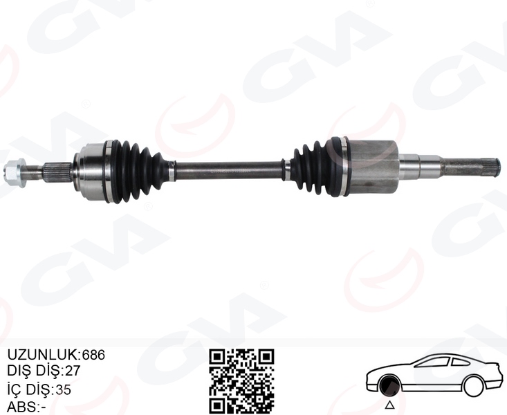 GVA 4435013 Ön Aks Komple Sol Ford Yeni Focus Iv 17> Sanz. Otomatigi 8 Vites 1.5l Duratorq-Tdci