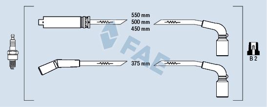 FAE 83562 Buji Kablo Set Chevrolet Kalos 1.4 02 > Lanos 1.4-1.5 97 > Chevrolet Aveo 1.5-Kalos 1.5 05 >