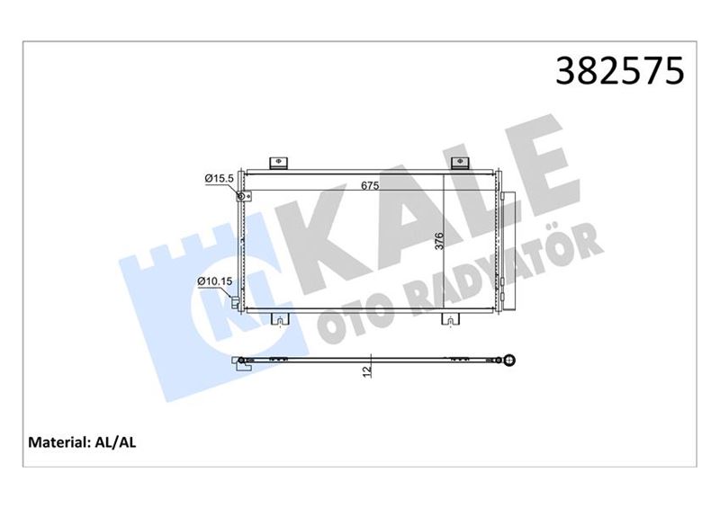 KALE 382575 Honda Civic X Fc 1.6i-Dtec 16 > Kurutucu İle Brazing Al/Al 675x376x12 Klima Radyatörü