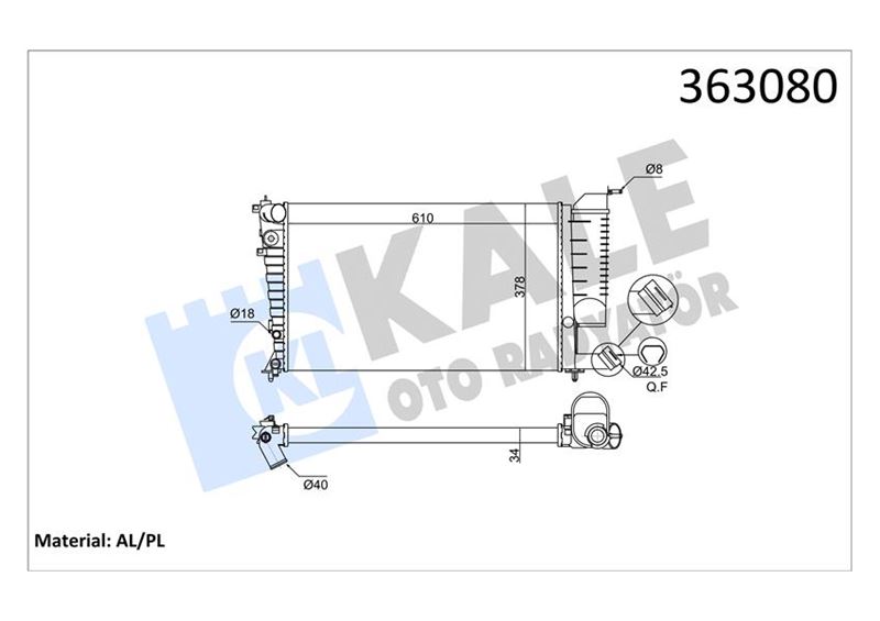 KLR-363080 Su Radyatörü Peugeot 306 (7b,N3,N5) - Citroen Xsara , Zx 1.8i 93 / 02 Ac (At/Mt) [Mekanik] [610x378x34]