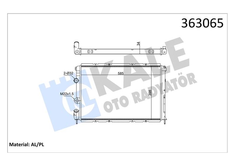 KALE 363065 Brazing Versiyonu Kl128000 Renault Megane I Ba0/1 1.4i 16v 96<03 Mt Mekanik 585x398x34 Su Radyatörü