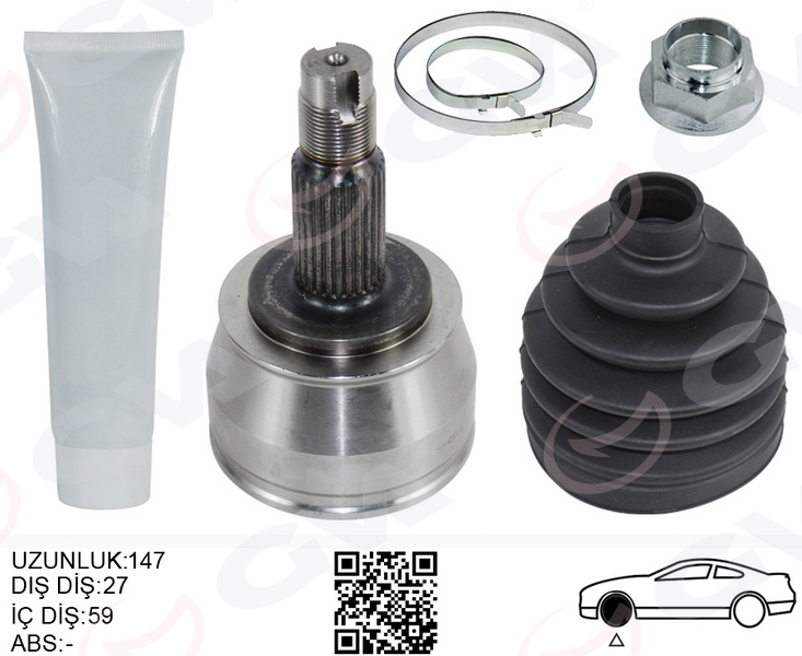 GVA 4429052K Aks Kafasi Ön Sağ-Sol Fiat Doblo 10> 500 X 14> Alfa Romeo 166 05> Jeep Renegade 14> Compass 17> Opel Combo 12> 1.4 1.6d Mtj 2.0d Mtj