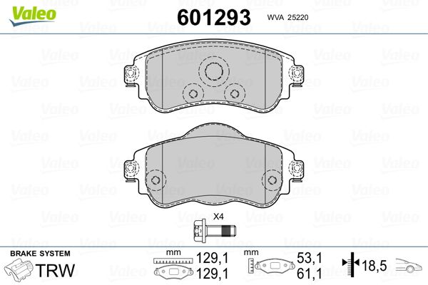 VALEO 9001175 Ön Fren Balatasi Citroen C4 B7 1.4 Vti 09 > C4 1.6 Hdi 11/2009 > Ds4 1.6 Hdi 1. 4.2011 > Fte Kirmizi Kutu