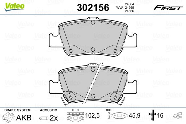 VALEO 9005032 Arka Fren Balata Toyota Auris. Corolla 1.33l 1.6l 1nr-Fe 1zr-Fae Nre180 Zre181 Zre185 12-> 1.4l 1nd-Ftv D-4d Nde150 Nde180 07->
