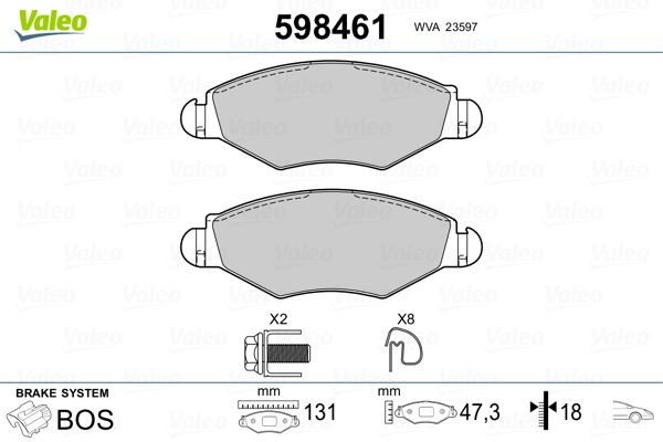 VALEO 9001022 Ön Fren Balatasi Peugeot P206 1.4 1.6 09/98> P306 1.4 1.6 5/93> Fte Kirmizi Kutu