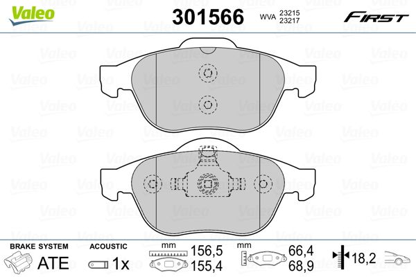 VALEO 9001077 Ön Fren Balatasi Renault Laguna Ii 01>05 Laguna Iii 07>15 Megane Ii 02>