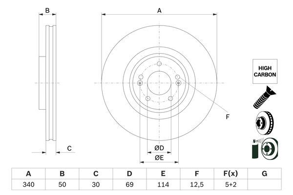BOSCH 0986479G93 Fren Diski Santa Fe Sorento