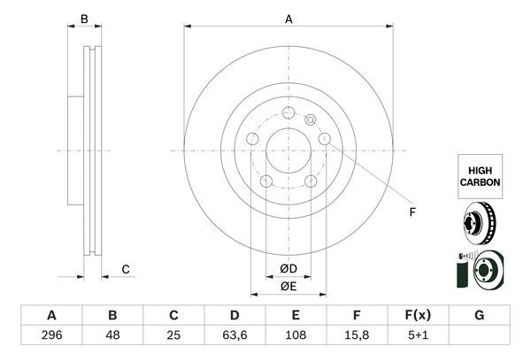 BOSCH 0986479G94 Ön Fren Disk Volvo Xc40 536 2017/10 >