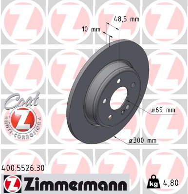 ZIMMERMANN 400.5526.30 Fren Diski Arka Mercedes C-Class W205 S205 C205 A205