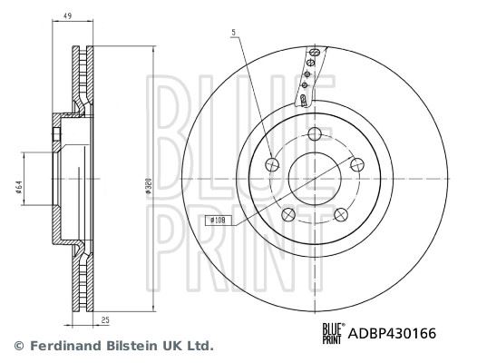 BLUEPRINT ADBP430166 Fren Diski Önconnect 14> Diş Çap: 320 Mm