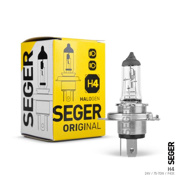 SEGER 206549 Ampul H4 24v 75/70w P43t Standart Yenileme 3.500k Standart Işik P43 Tirnakli