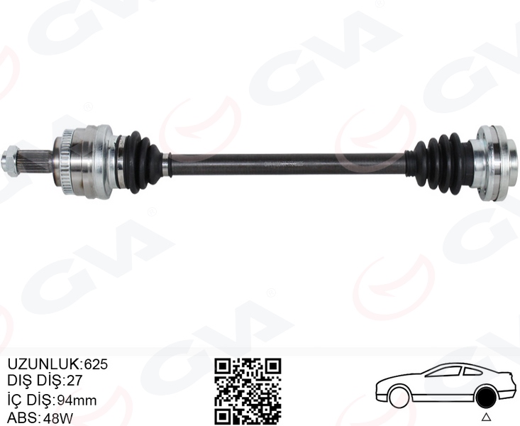 GVA 4499182 Komple Aks Arka Sol Bmw E46 E36 Arka Sag Sol 625mm