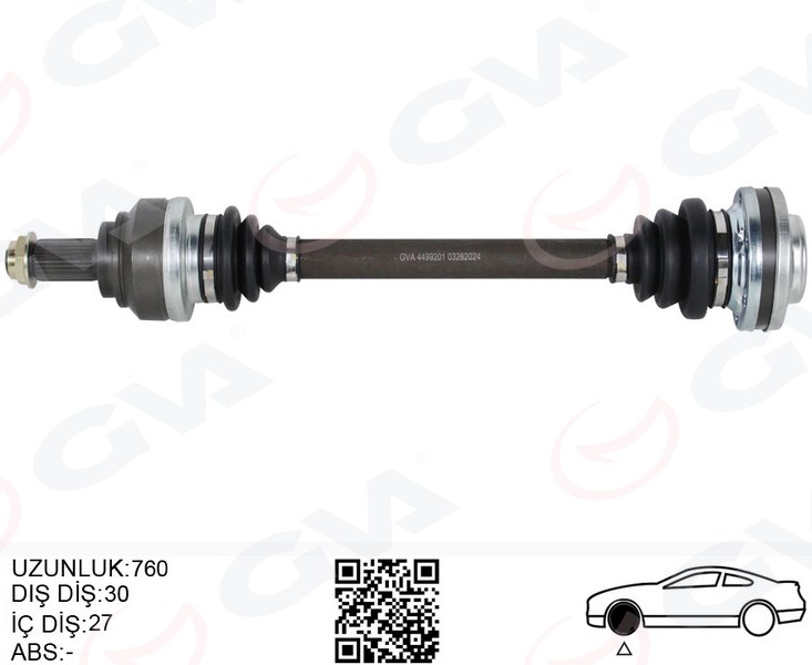 GVA 4499201 Komple Aks Arka Sol Bmw E81 E82 E87 E88 E90 E91 E92 E93 600mm Diş 30