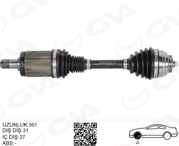 GVA 4499207 Komple Aks Ön Sol Bmw X1 E84 09>15 501mm