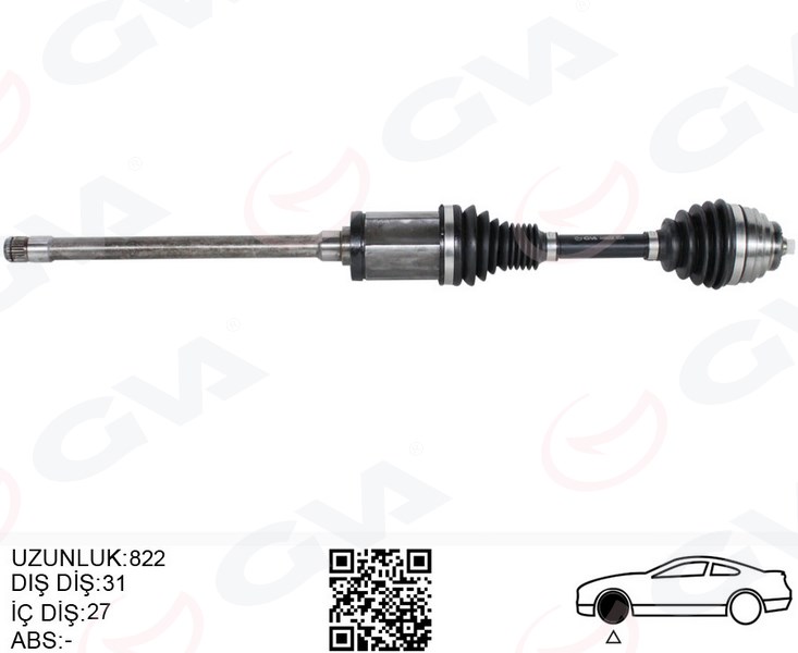 GVA 4499208 Komple Aks Ön Sağ Bmw X1 E84 09>15 822mm Diş 31 Diferansiyel Diş 27