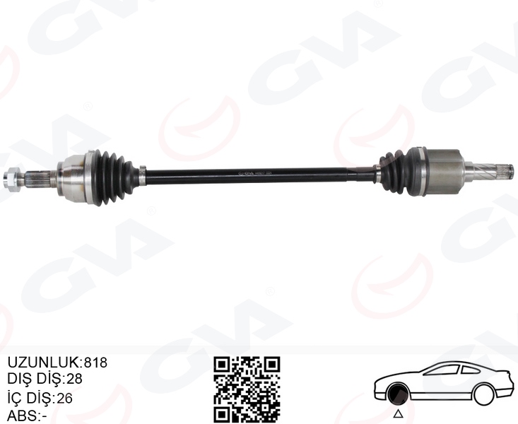 GVA 4499217 Komple Aks Arka Sağ/Sol Freelander 2 L359 2.0 Si4 2.2td4 06<14 820mm Diş 28 Diferansiyel Diş 26